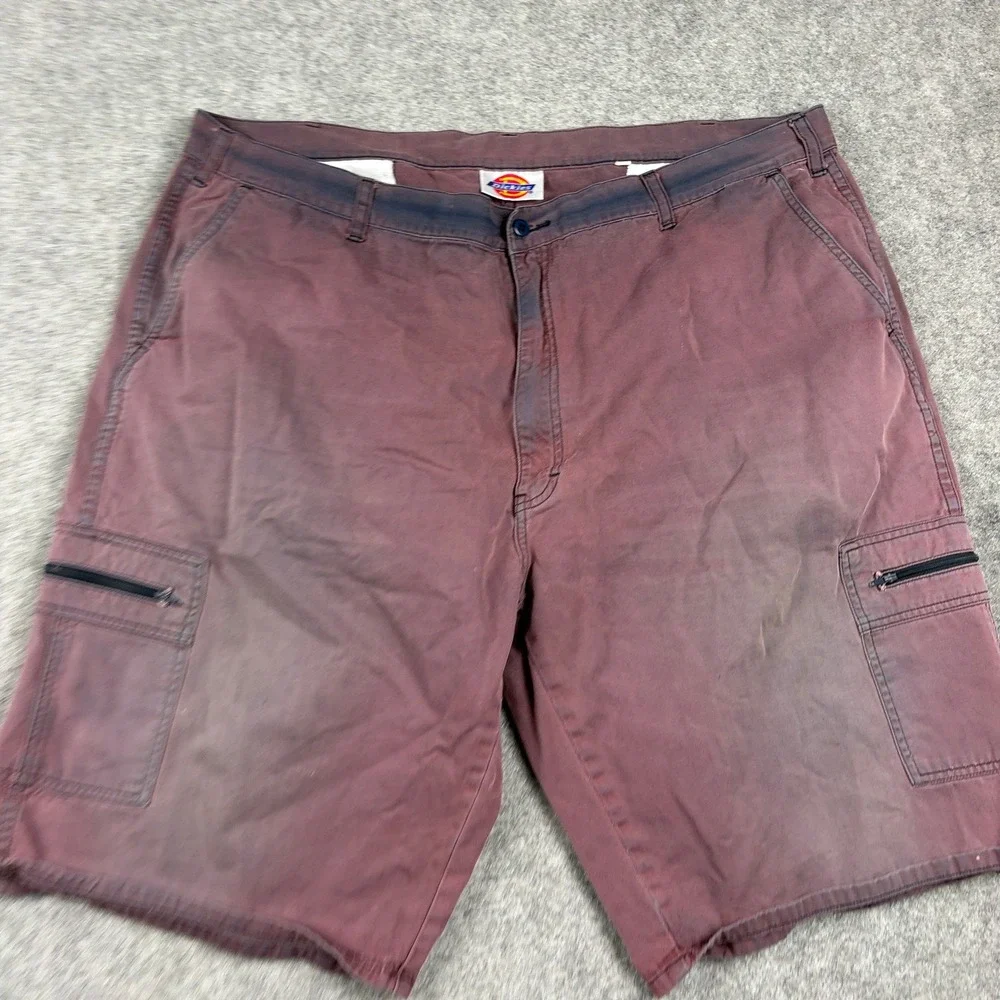 Dickies Cargo Shorts Mens 44 Sun Faded Maroon Y2K Workwear‎ Utility Distressed